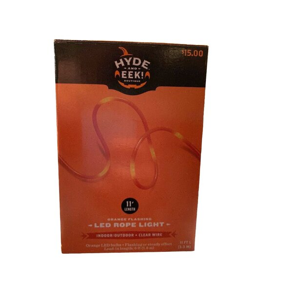 Hyde & EEK Orange 11' LED Rope Light Flashing or Steady Effect Halloween Decor - Picture 1 of 3
